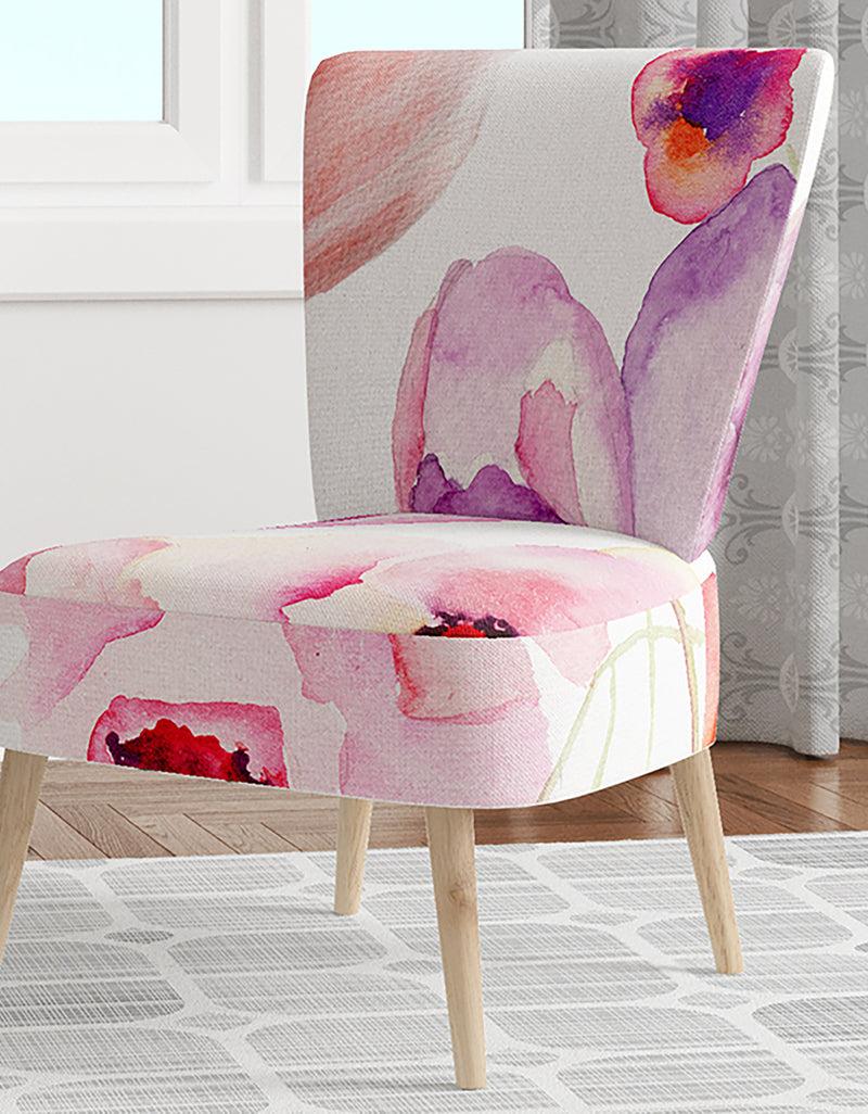 designq Seamless Pattern Of Pink Flowers - Upholstered Floral Accent Chair
