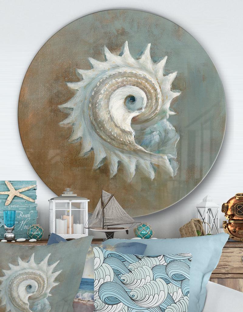 designq Seashell Treasures from the Sea III - Nautical & Coastal Metal Circle Wall Art