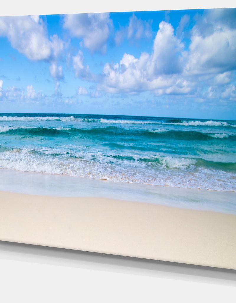 Designq Serene Blue Tropical Beach - Large Seashore Canvas Print