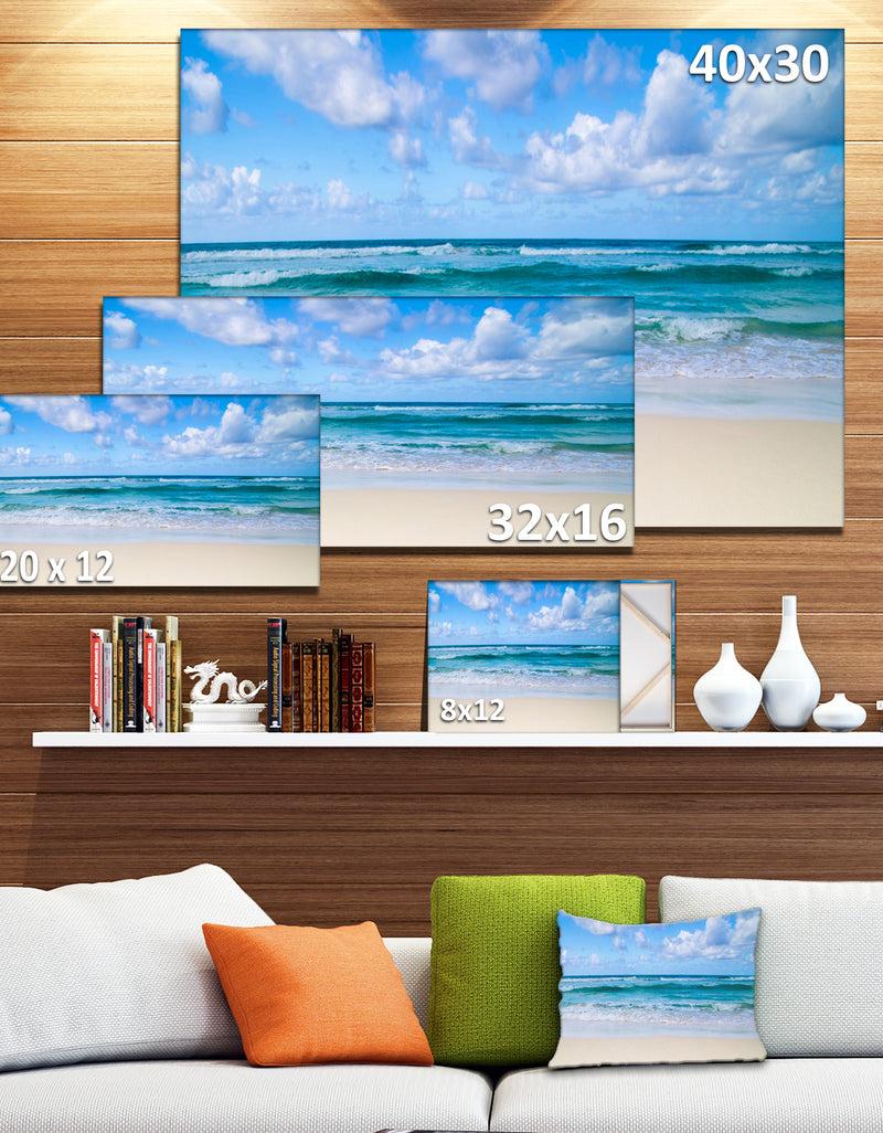 Designq Serene Blue Tropical Beach - Large Seashore Canvas Print