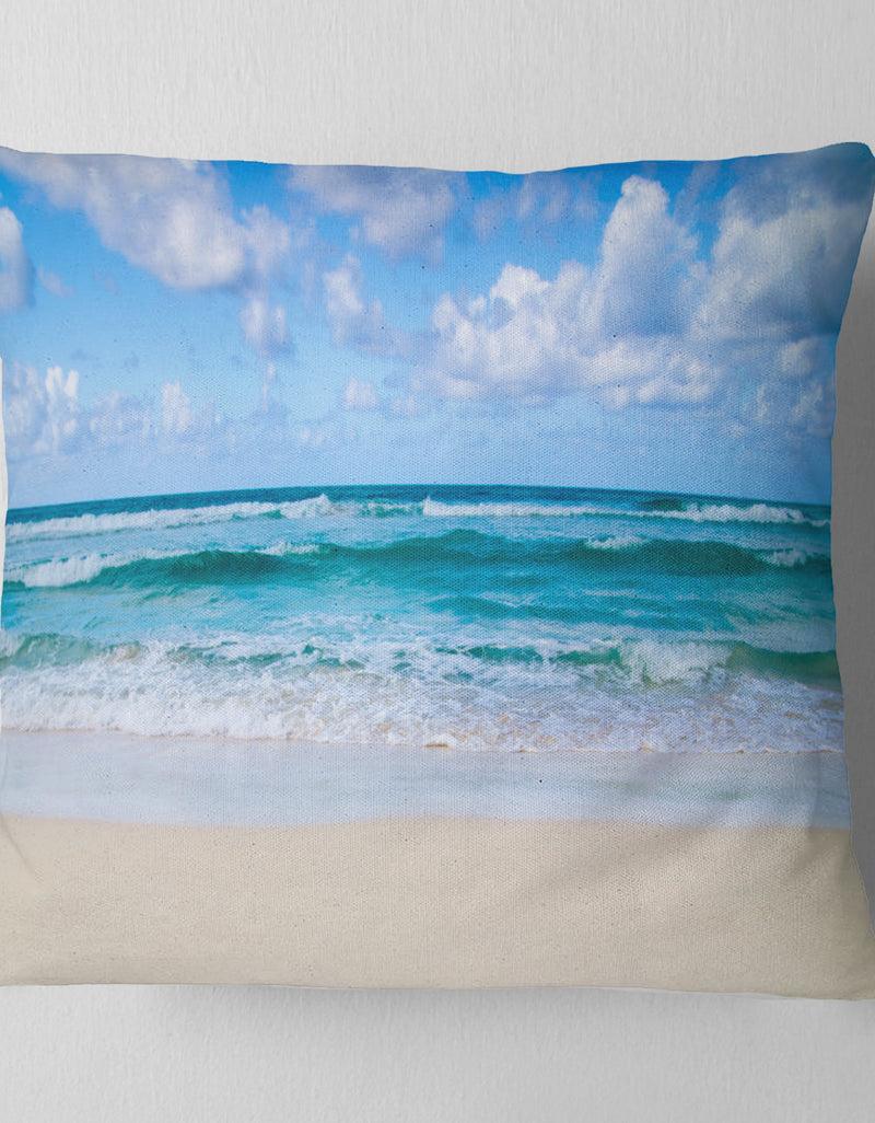 Designq Serene Blue Tropical Beach - Seashore Throw Pillow