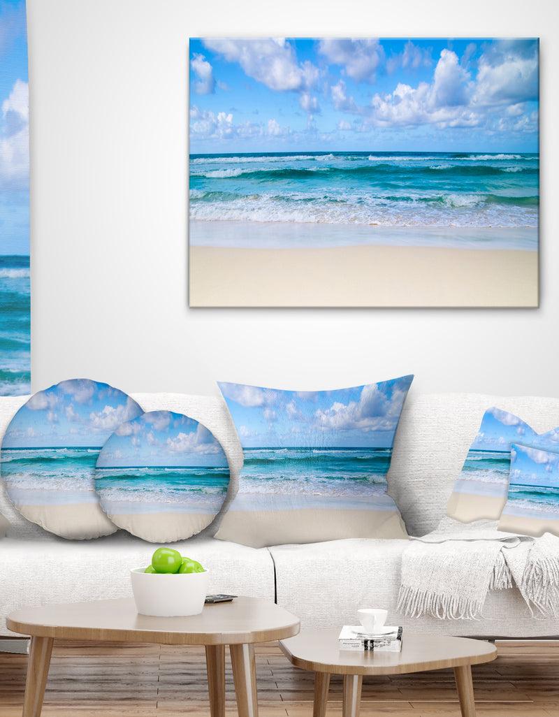 designq Serene Blue Tropical Beach - Seashore Throw Pillow