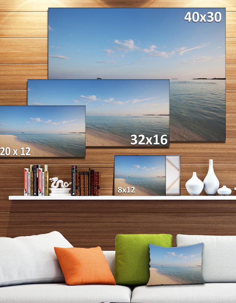 Designq Serene Maldives Beach With Plain Sky - Extra Large Seascape Art Canvas