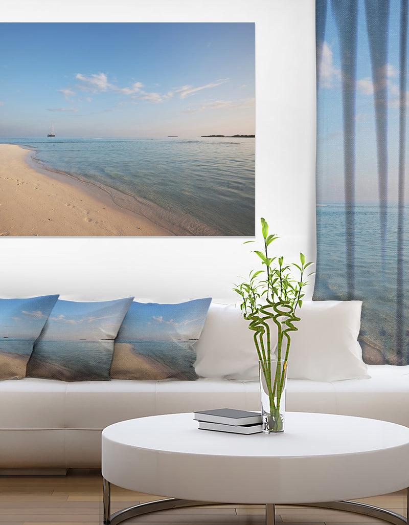 designq Serene Maldives Beach with Plain Sky - Extra Large Seascape Art Canvas