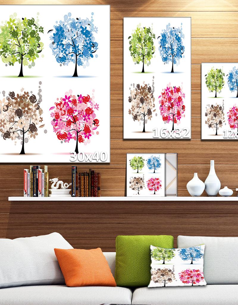 Designq Set Of Floral Trees - Floral Canvas Art Print