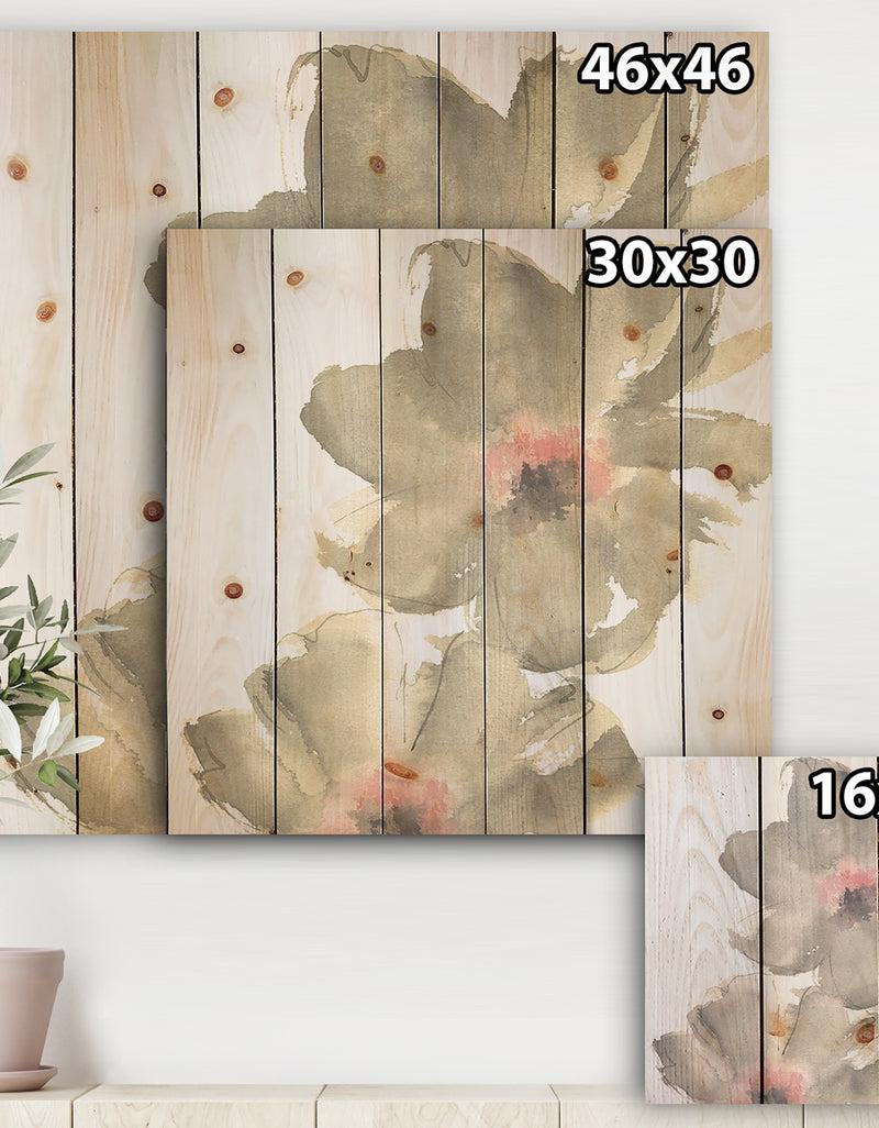 Designq Shabby Gray Blush Cosmo I - Shabby Chic Print On Natural Pine Wood