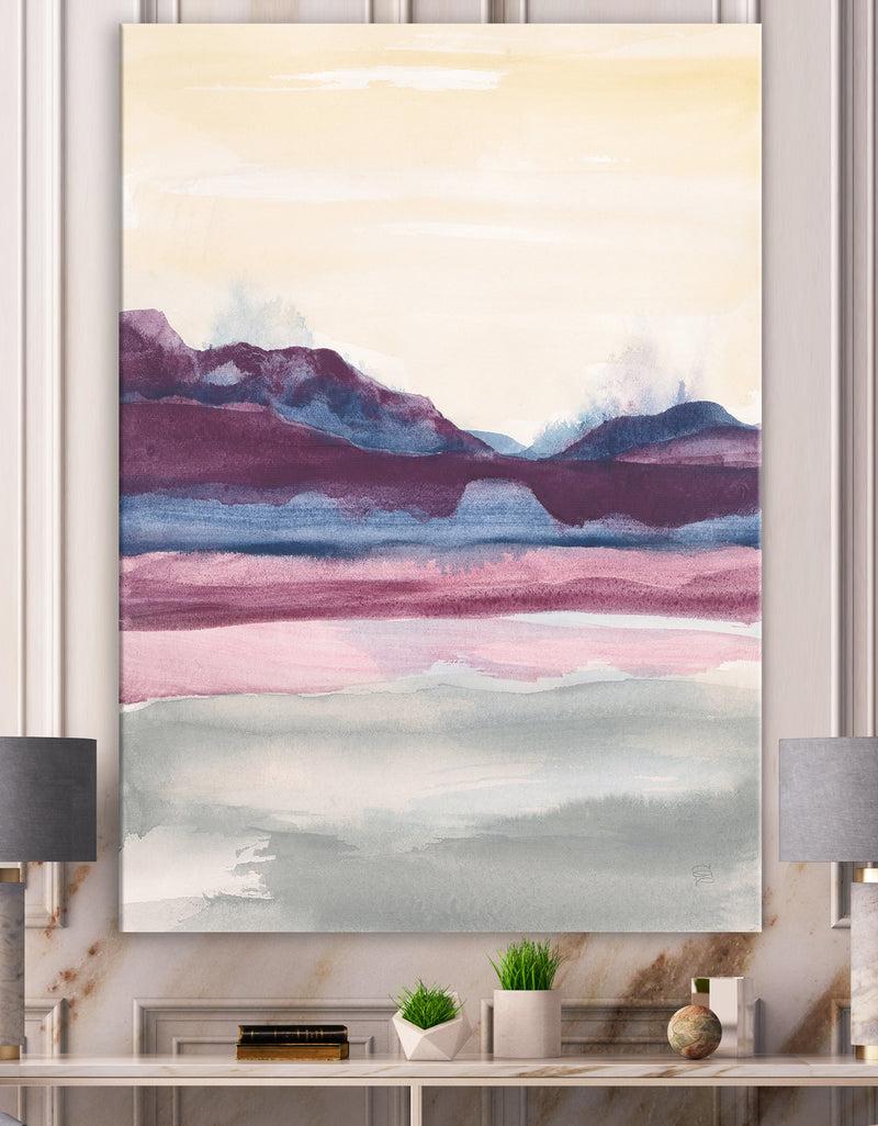 designq Shabby Watercolor on Purple I - Shabby Chic Canvas Artwork