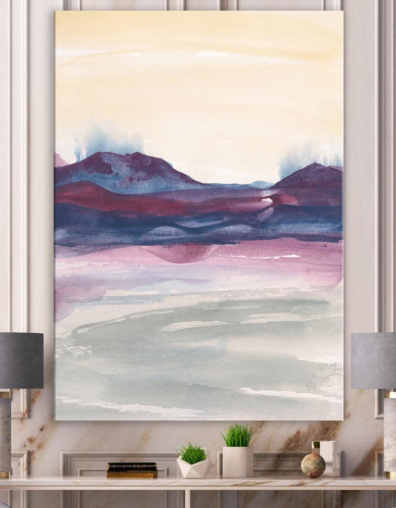 designq Shabby Watercolor on Purple II - Shabby Chic Canvas Art