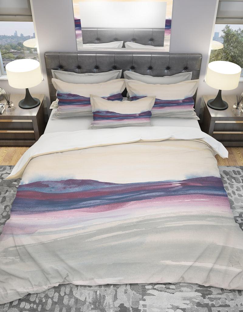 designq Shabby Watercolor on Purple II - Shabby Duvet Cover Set