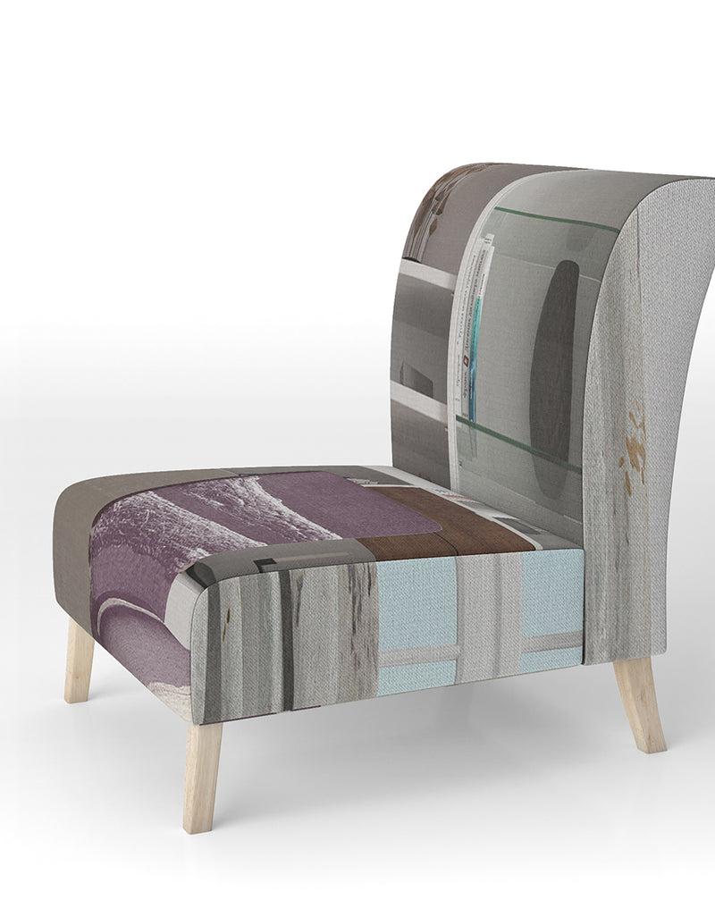 Designq Shabby Watercolor On Purple IV - Upholstered Shabby Chic Accent Chair