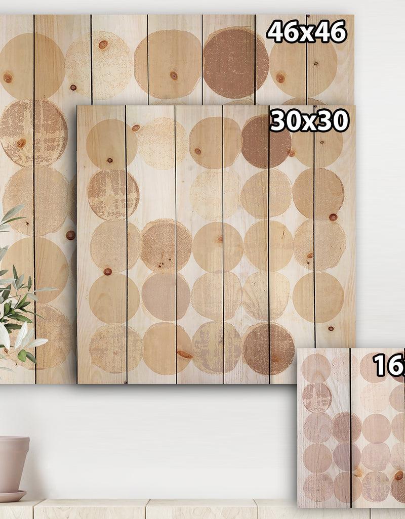 Designq Shade Of Pink Geometric Dots I - Abstract Print On Natural Pine Wood