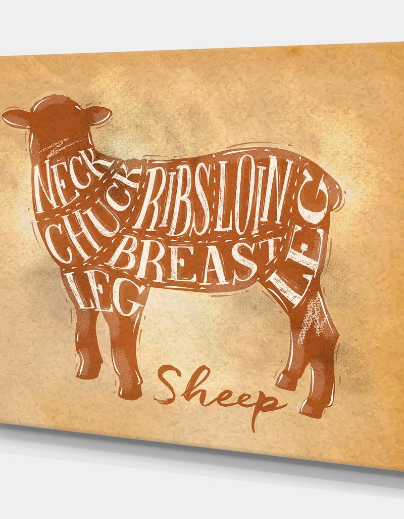 Designq Sheep Lamb Cutting Scheme Craft - Farmhouse Animal Painting Print On Wrapped Canvas