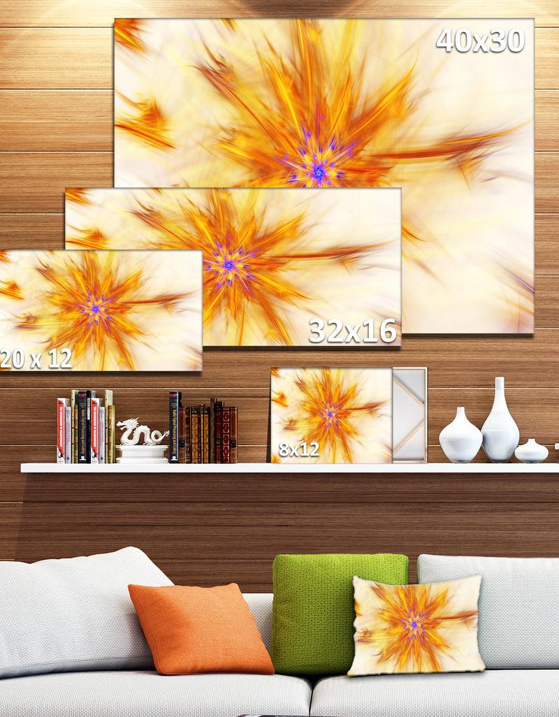 Designq Shining Yellow Exotic Fractal Flower - Extra Large Floral Canvas Art Print