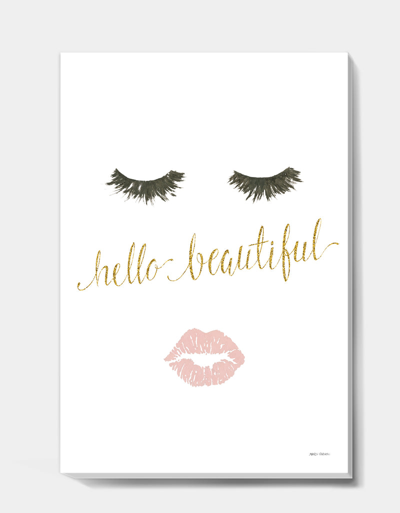 Designq Silver Orchid 'fashion Glam Lips On Gold I - Posh & Luxe Canvas Artwork