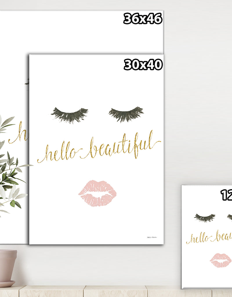 Designq Silver Orchid 'fashion Glam Lips On Gold I - Posh & Luxe Canvas Artwork