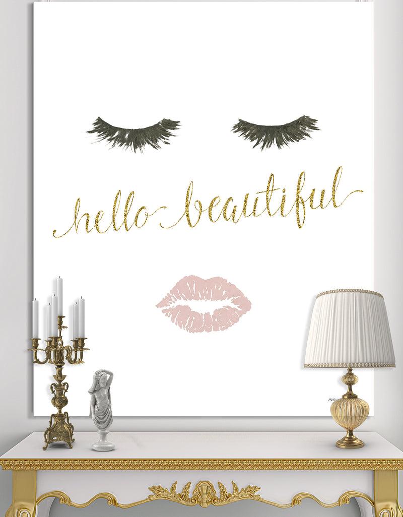 designq Silver Orchid 'fashion Glam Lips on Gold I - Posh & Luxe Canvas Artwork