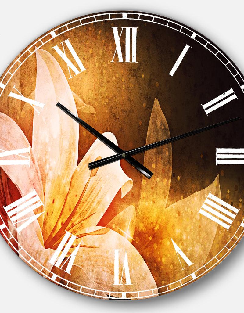Designq Silver Orchid Fonteney Floral Oversized Metal Clock