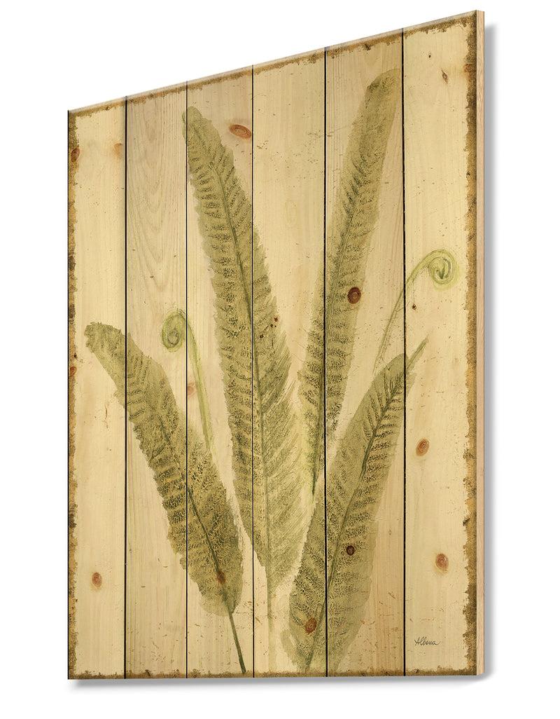 Designq Simple Forest II - Floral & Botanical Print On Natural Pine Wood