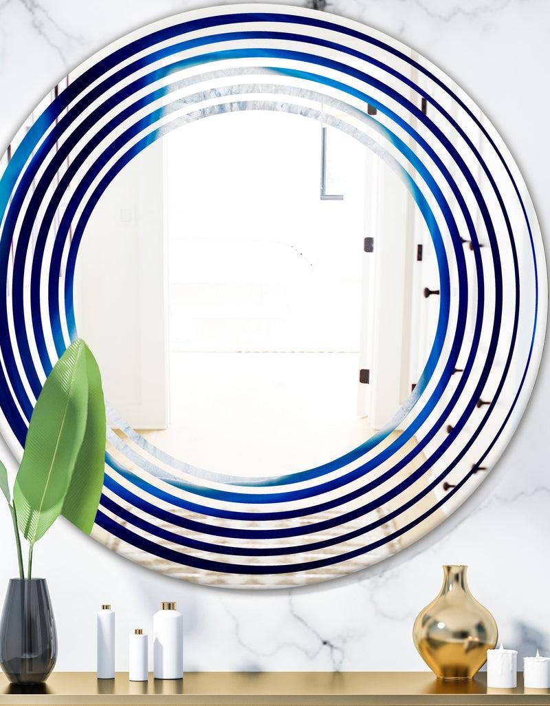 designq Slice of blue agate crystal - Modern Round or Oval Wall Mirror - Wave