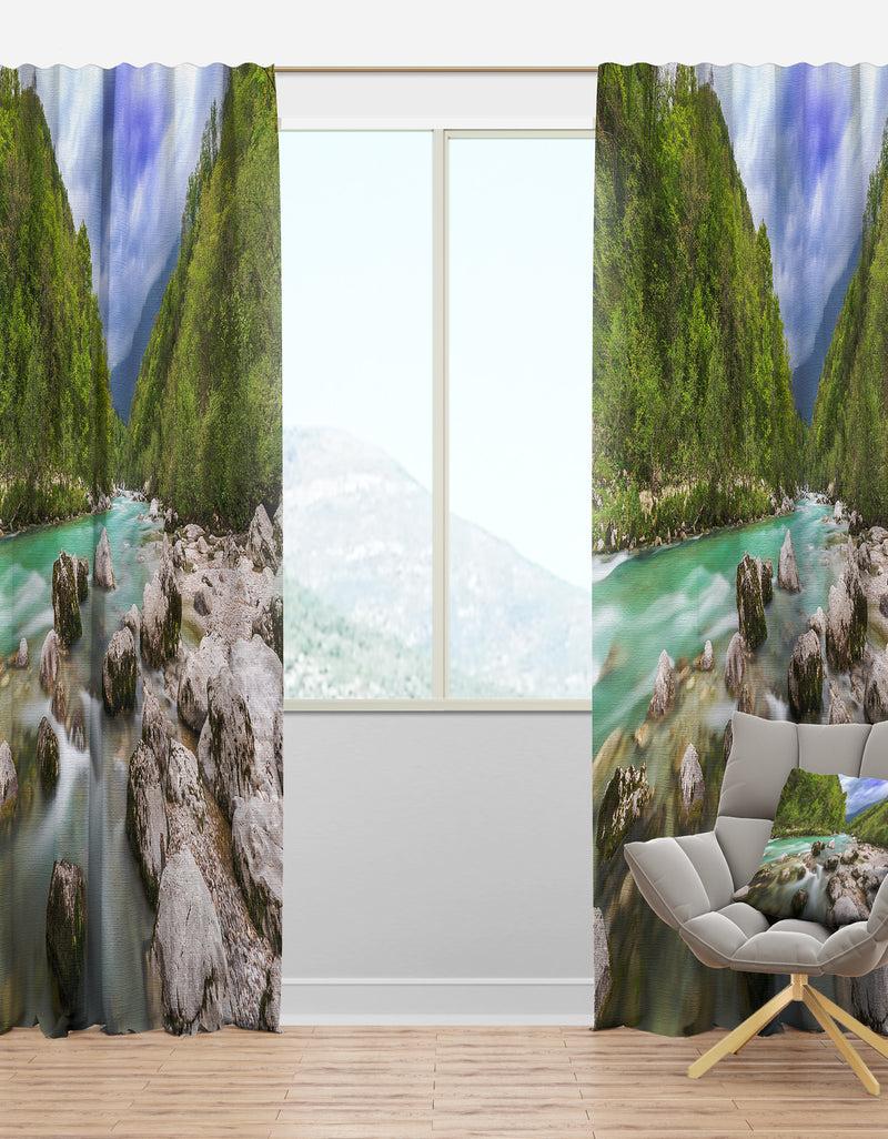 designq Slovenia Waterfall Panorama - Landscape Curtain Panels