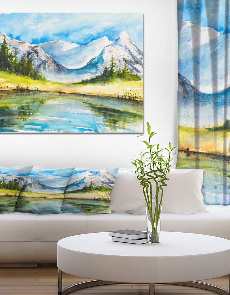 designq Snow Covered Mountain - Landscapes Painting Print on Wrapped Canvas