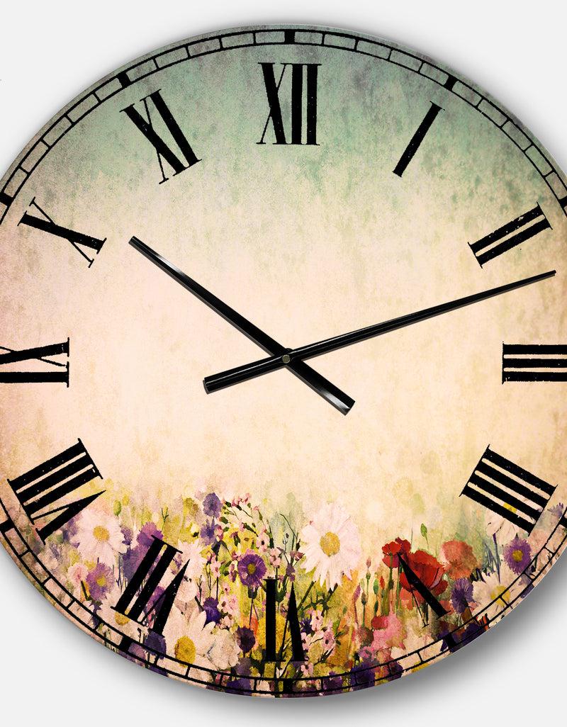 Designq Soft Flowers In Spring Background - Floral Wall CLock