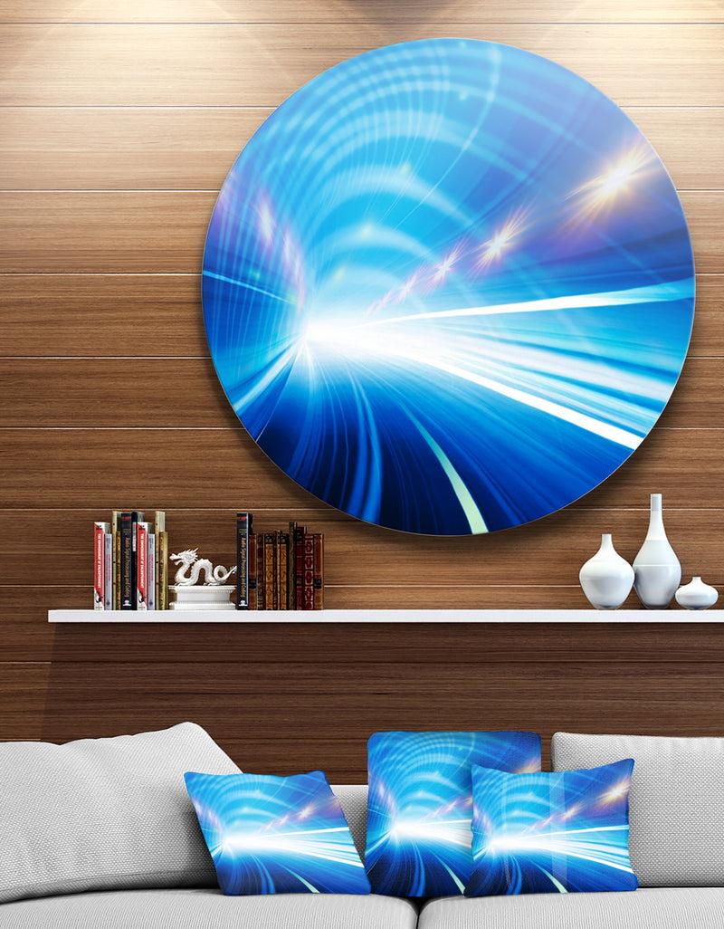 designq Speed Motion in Highway Tunnel - Abstract Digital Art Round Wall Art