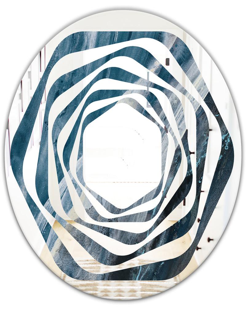Designq Splash Blue Indigo - Modern Round Or Oval Wall Mirror - Whirl