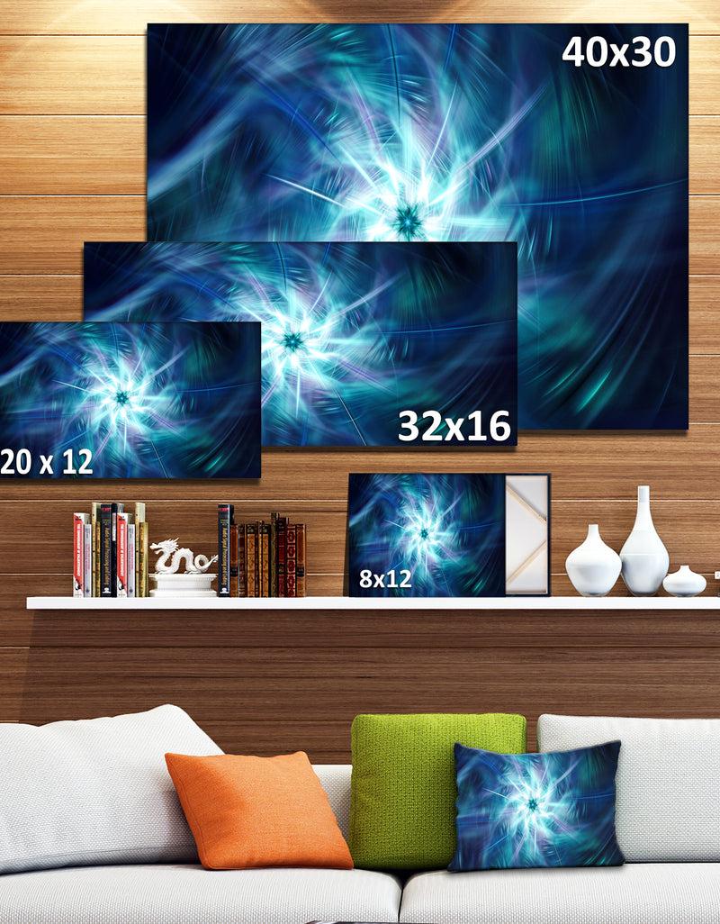 Designq Splaying Bright Blue Fireworks - Floral Wall Art On Canvas