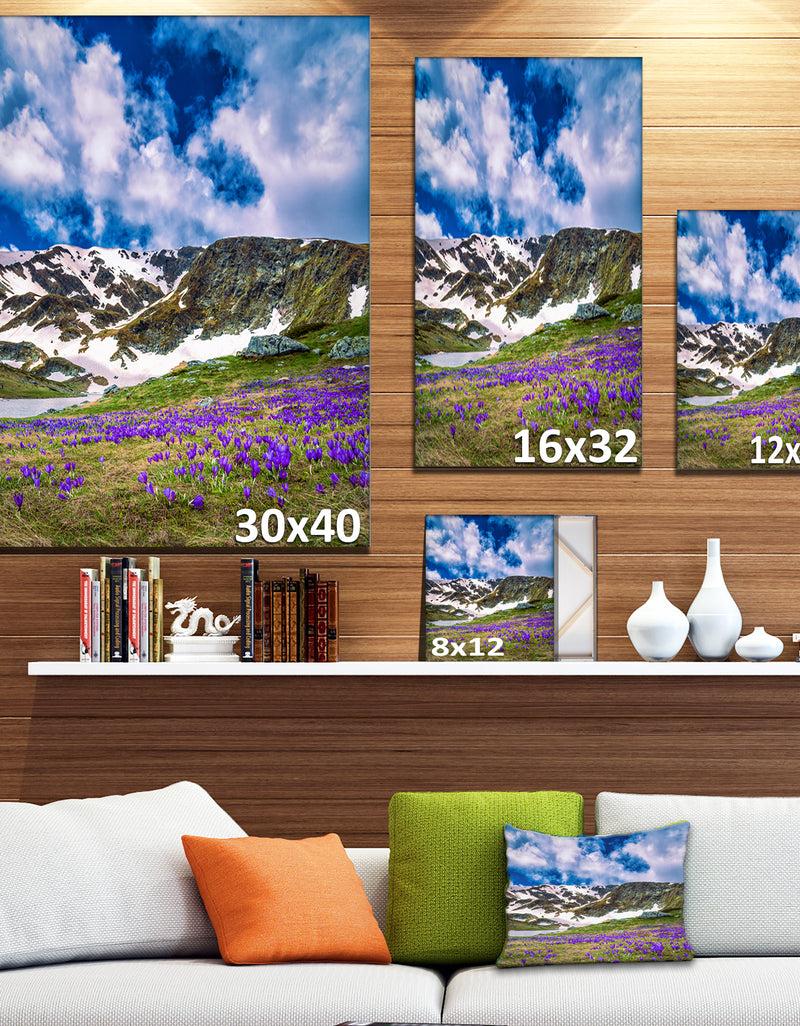 Designq Spring Blooming Crocus Flowers - Landscape Art Print Canvas