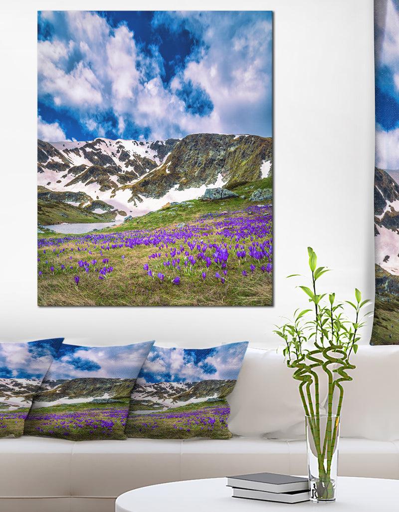 designq Spring Blooming Crocus Flowers - Landscape Art Print Canvas