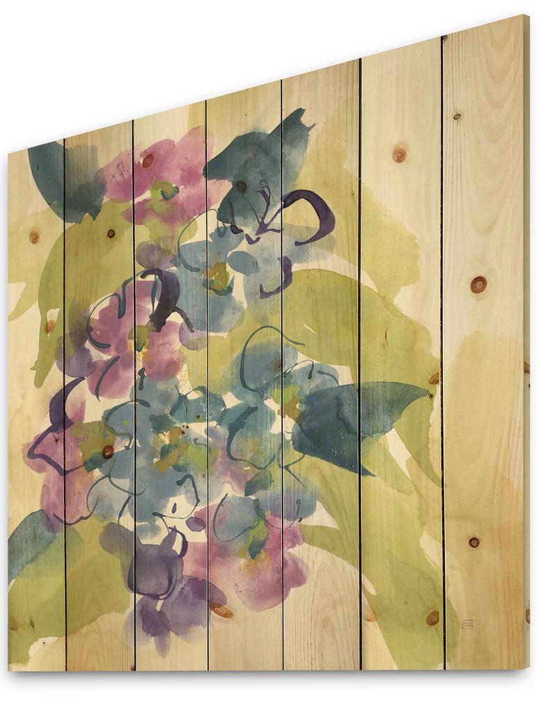 Designq Spring Bouquet II - Traditional Print On Natural Pine Wood