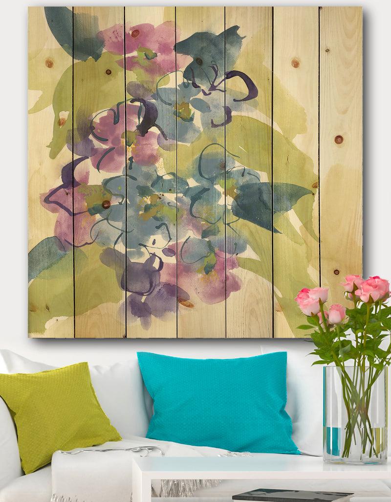 designq Spring Bouquet II - Traditional Print on Natural Pine Wood