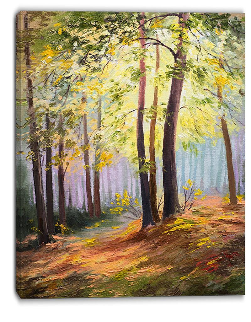 Designq Spring Forest With Sunlight - Landscape Canvas Art Print