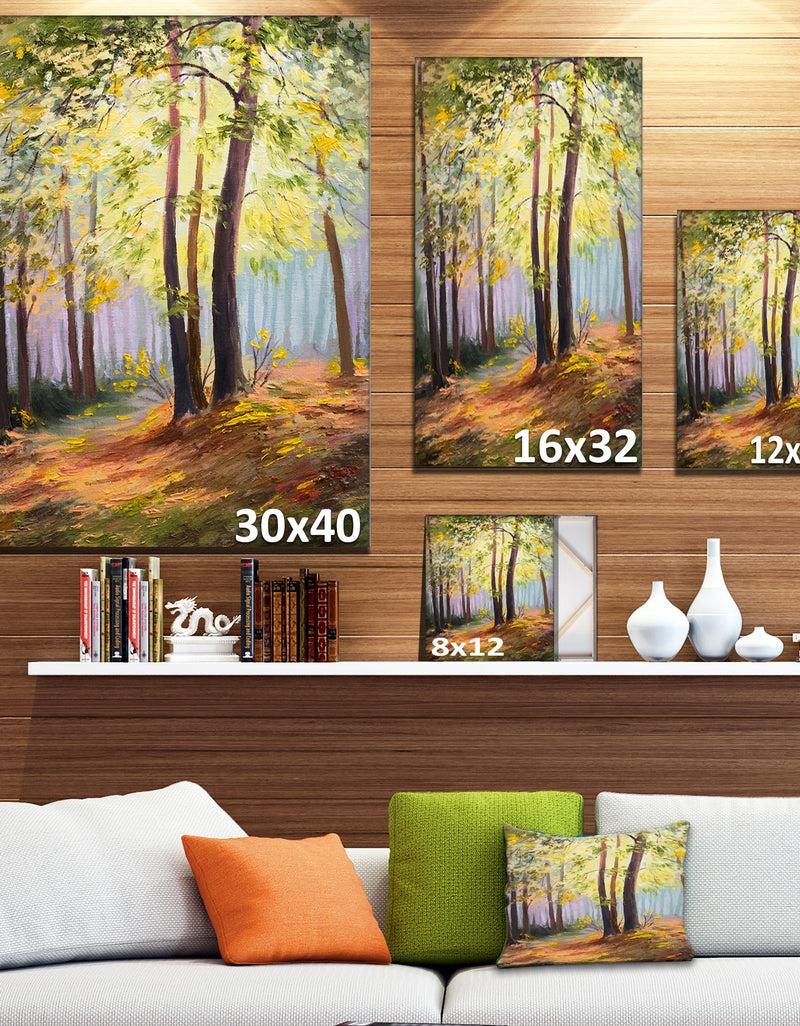 Designq Spring Forest With Sunlight - Landscape Canvas Art Print