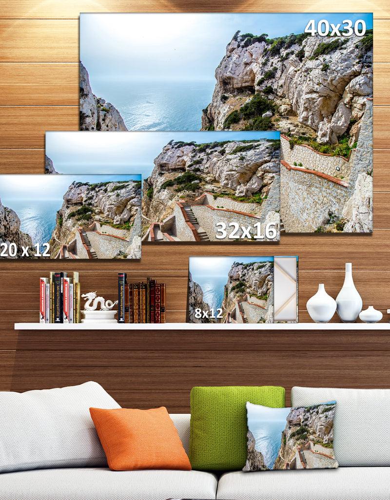 Designq Stairway To Neptune's Grotto - Seashore Canvas Wall Artwork