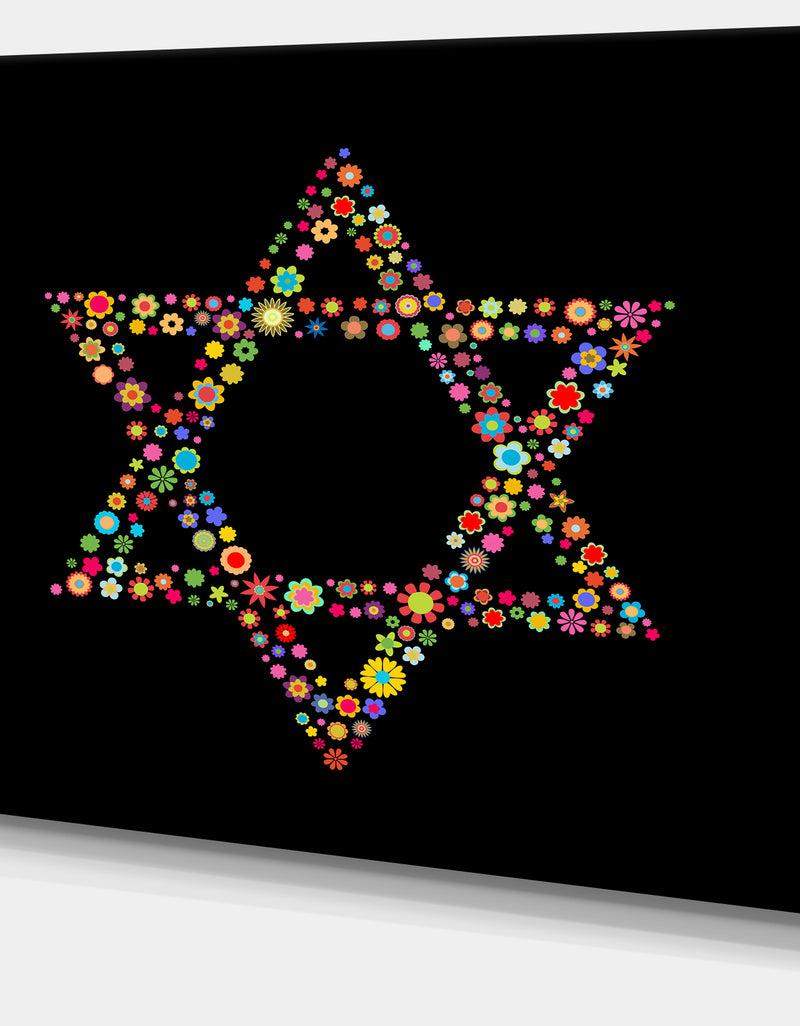 Designq Star Of David Shape - Modern Digital Art Print On Canvas