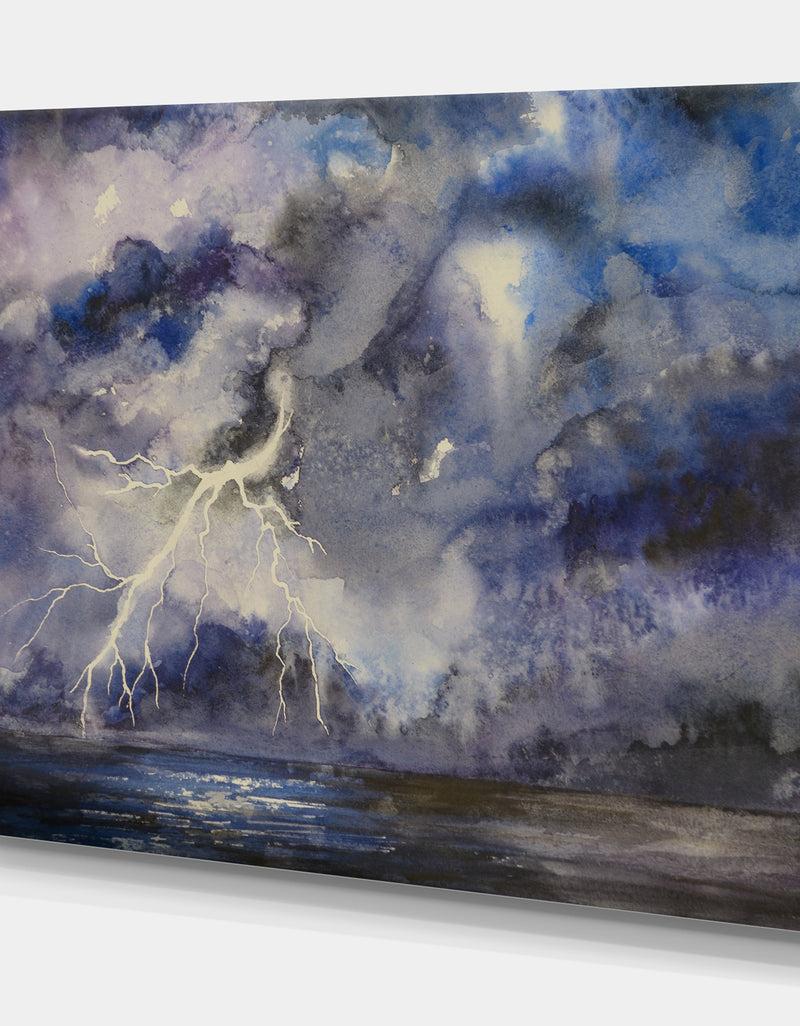 Designq Stormy Dark Night Sky - Contemporary Art On Wrapped Canvas