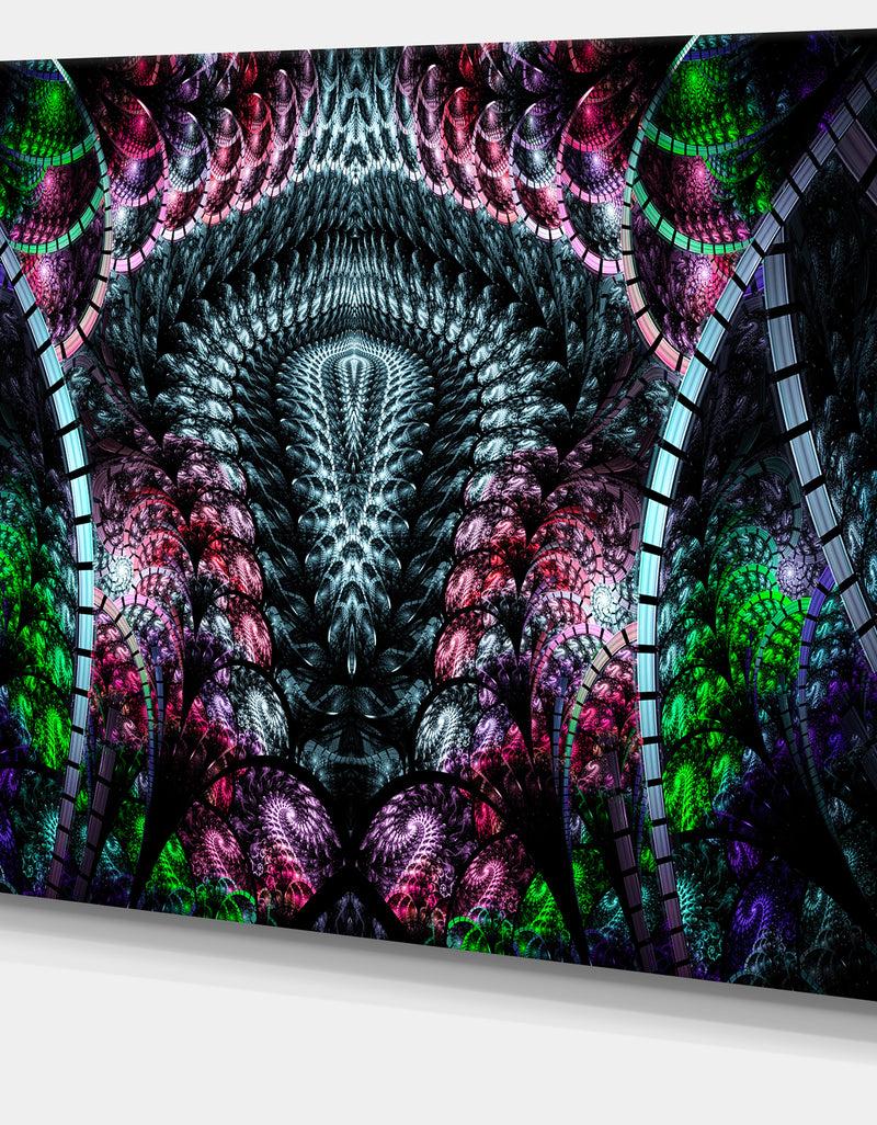 Designq Strange Fractal Design On Black'Extra Large Abstract Canvas Art Print