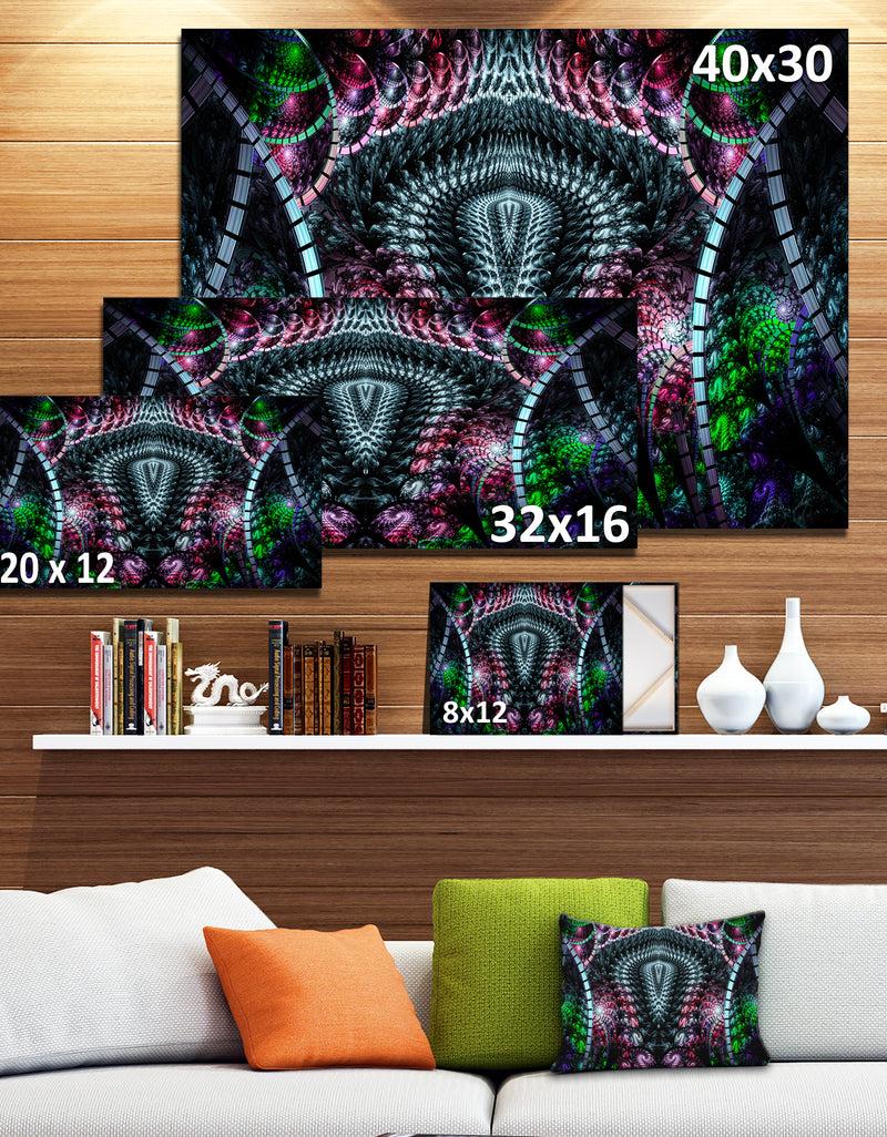 Designq Strange Fractal Design On Black'Extra Large Abstract Canvas Art Print