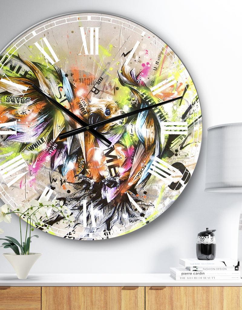 designq Street Art Graffiti Bird - Large Modern Wall Clock