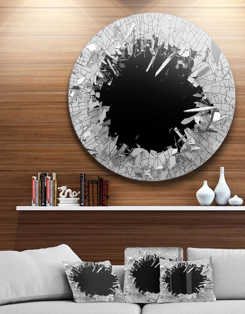 designq Strick & Bolton 'Abstract Broken Wall 3D Design - Round Metal Wall Art