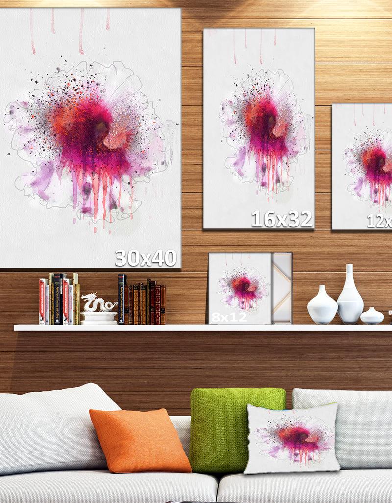 Designq Stylish Pink Watercolor Flower - Floral Canvas Artwork Print