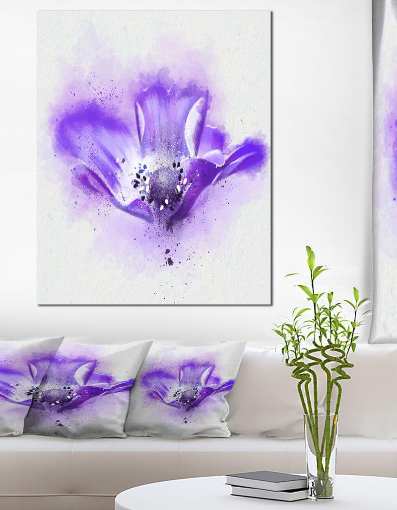 designq Stylized Watercolor Poppy Flower - Floral Canvas Artwork Print