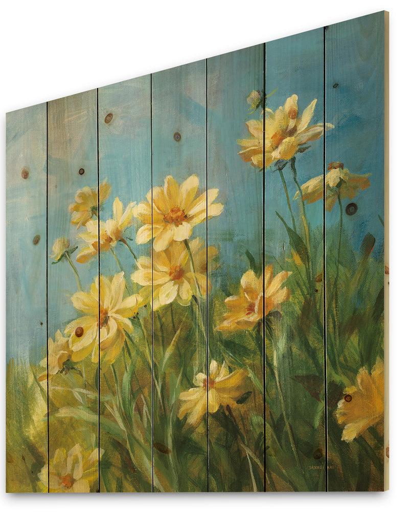 Designq Summer Field I - Traditional Print On Natural Pine Wood