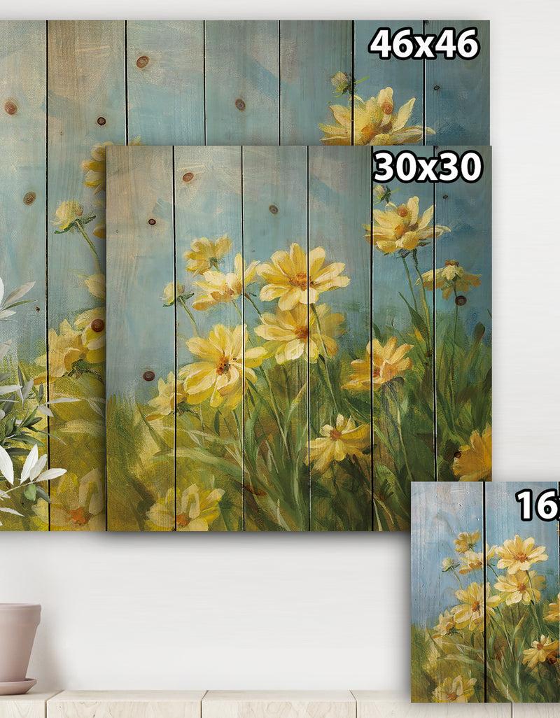 Designq Summer Field I - Traditional Print On Natural Pine Wood