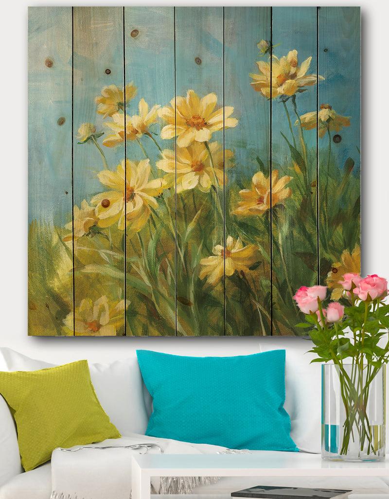 designq Summer Field I - Traditional Print on Natural Pine Wood