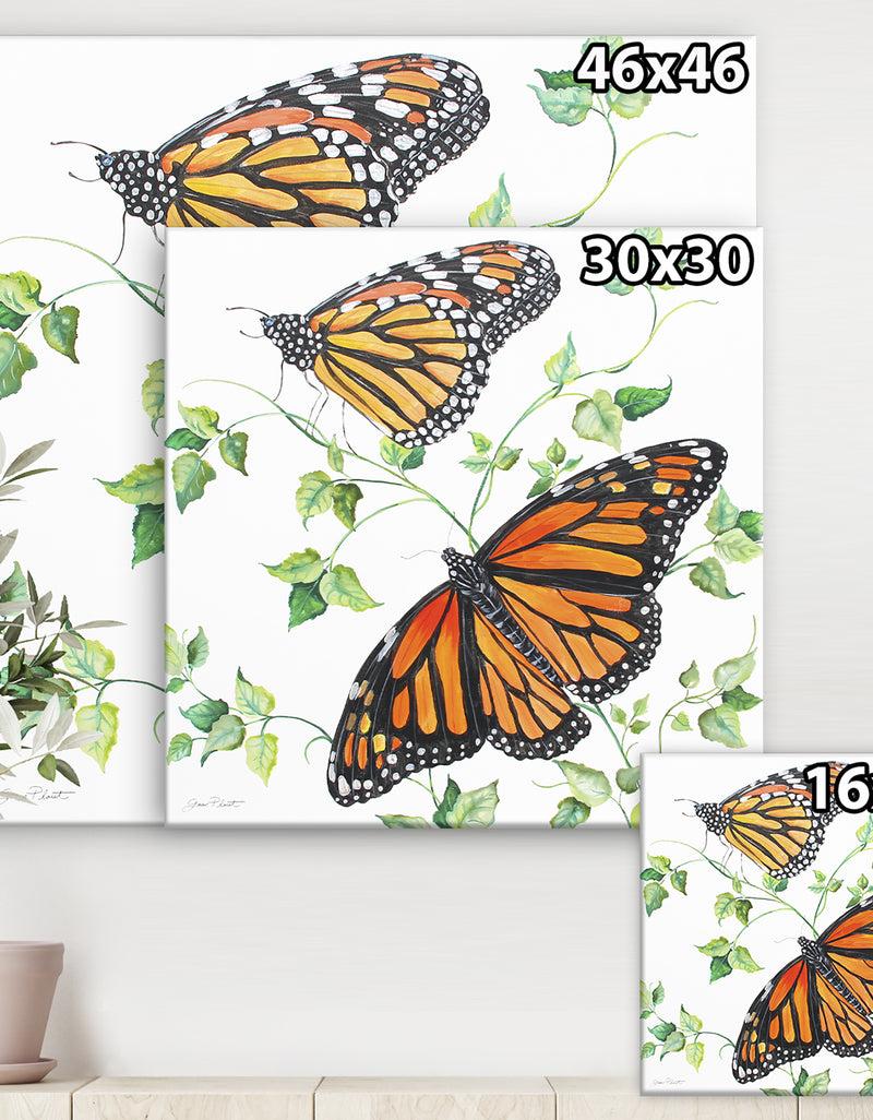 Designq Summertime Butterflies B - Cottage Canvas Artwork