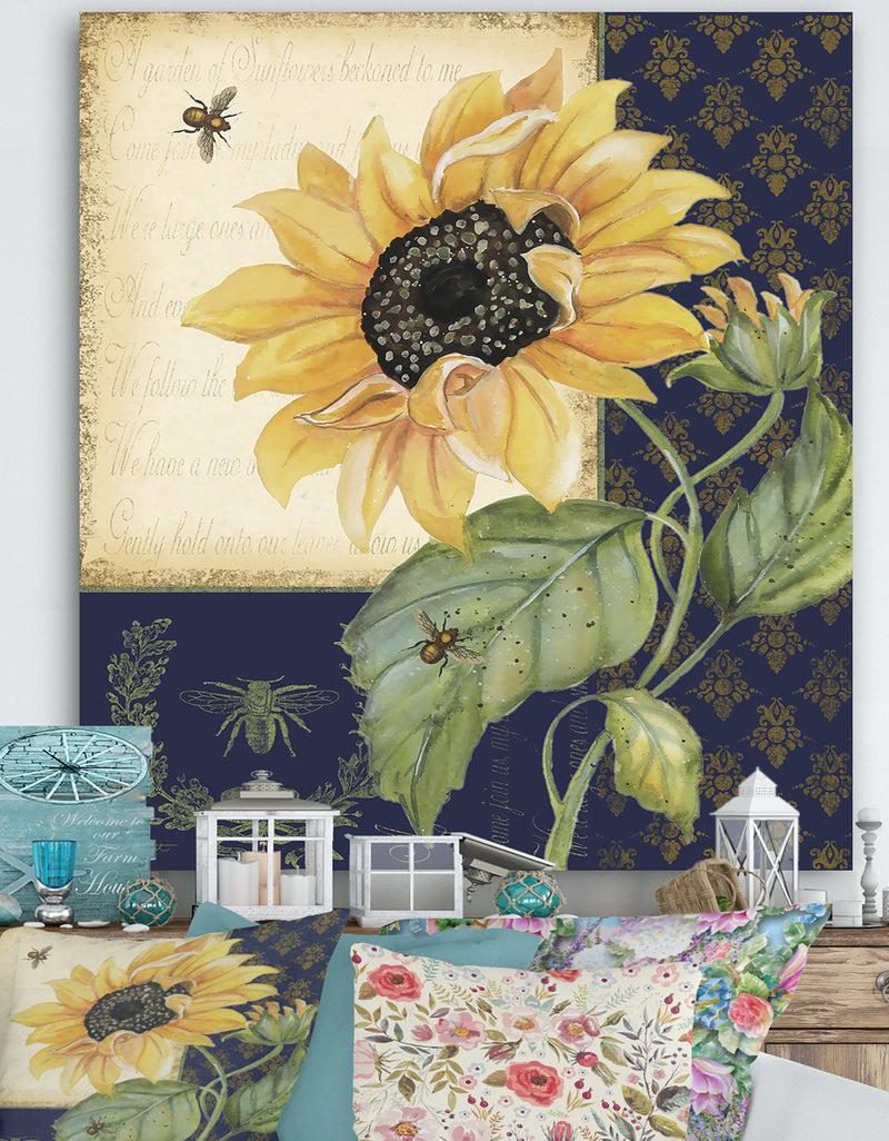 designq Sunflower Melody-B - Cottage Canvas Art Print