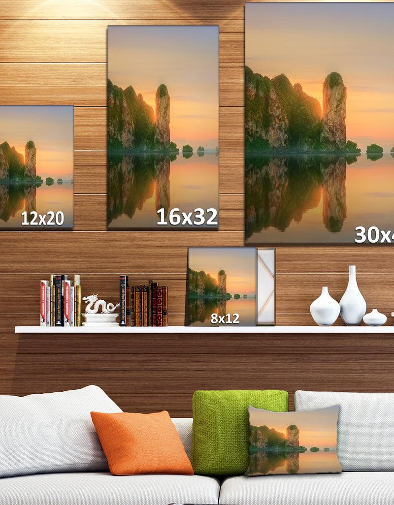 Designq Sunset In Colorful Sky - Landscapes Sea & Shore Photographic On Wrapped Canvas